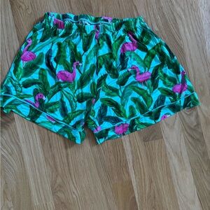Little Sleepies Green and Pink Flamingo Women's Pajama Shorts